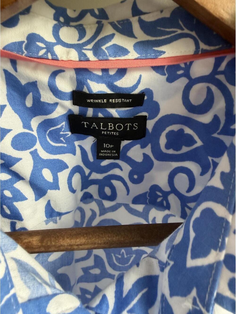 Talbots cotton blend collared button down tank top - Picture 2 of 7